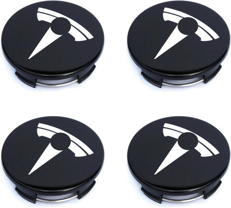 Tesheer Wheel Center Hub Cap Kit with Tesla Emble Brand Center Caps for Model 3 Model Y with 20 Lug Nut Covers (4PCS) (White) - Image 1